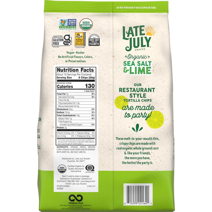 Late July  Organic Sea Salt And Lime Tortilla Chips  10.1 Oz