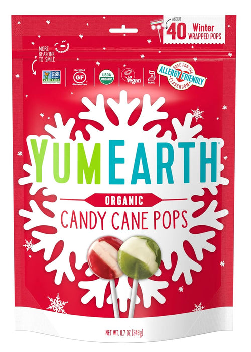 YumEarth  Candy Cane Pops Organic   8.7 oz