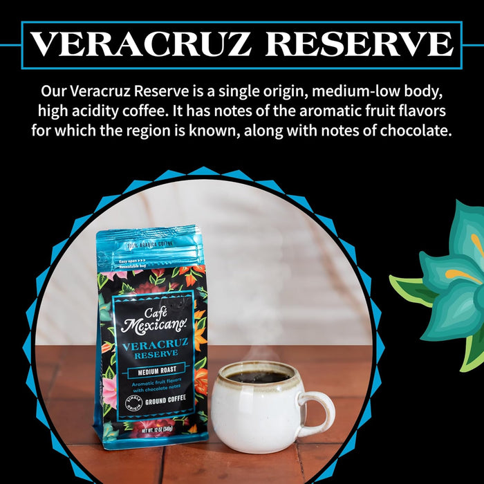 Cafe Mexicano  Veracruz Reserve Ground Coffee Medium Roast 12 oz