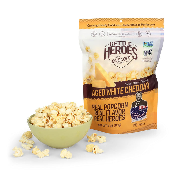 Kettle Heroes Artisan Popcorn  Aged White Cheddar Popcorn  4 Oz