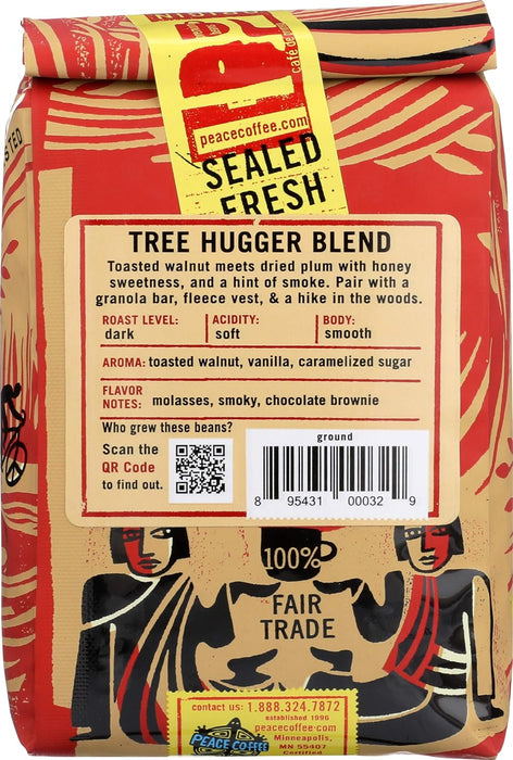 Peace Coffee  Dark Roast Tree Hugger Ground   12 oz