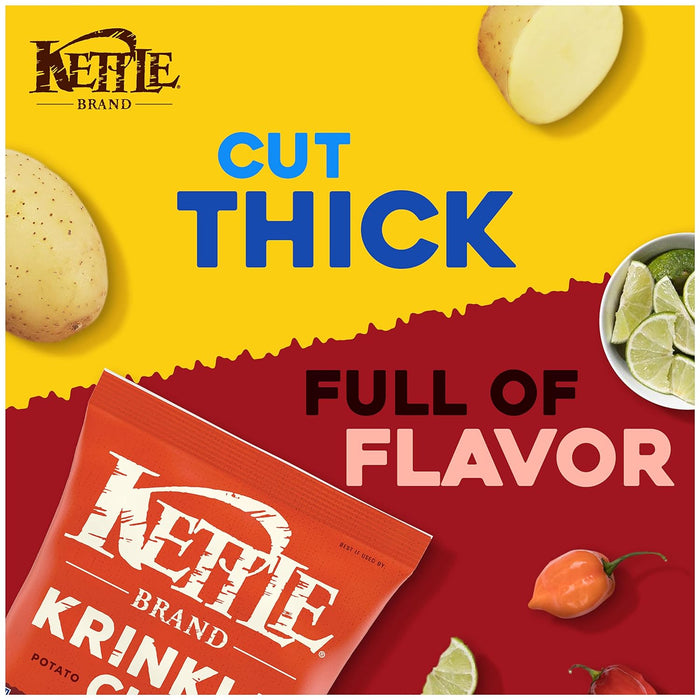 Kettle Brand  Krinkle Cut Potato Chips Habanero Lime  7.5 Oz