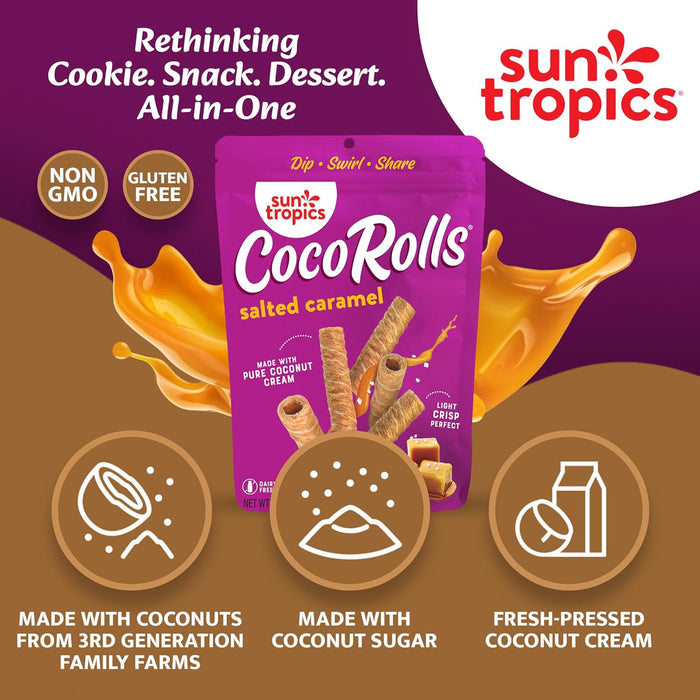 Sun Tropics  Coco Rolls Salted Caramel Rolled Coconut Wafer  4 Oz