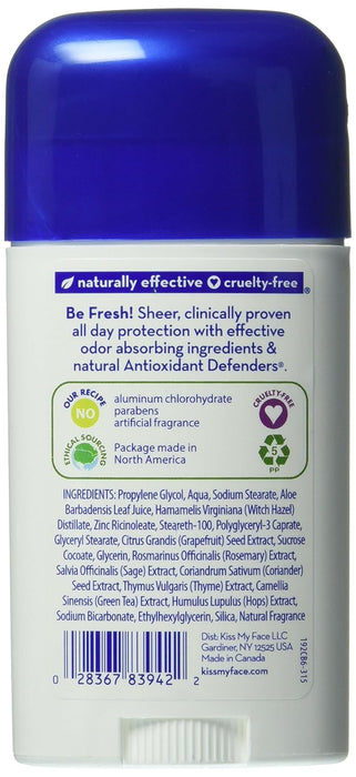 Kiss My Face  Natural Active Life Deodorant Cucumber Green Tea 2.48 Oz