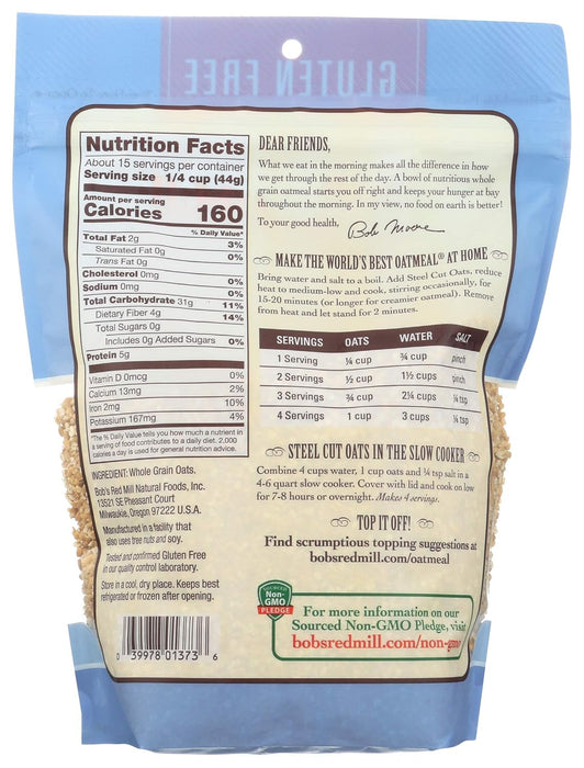 Bob'S Red Mill  Steel Cut Oats Gluten Free   24 Oz