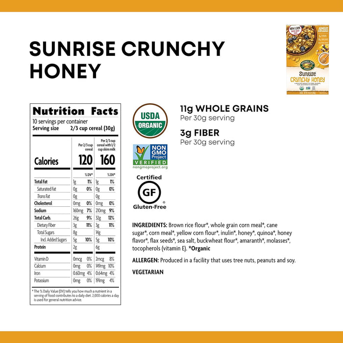 Nature'S Path  Cereal Organic Sunrise Cereal Crunchy Honey   10.6 Oz