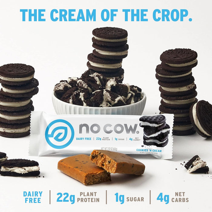 No Cow Bar  Cookies 'N Cream Protein   2.12 Oz