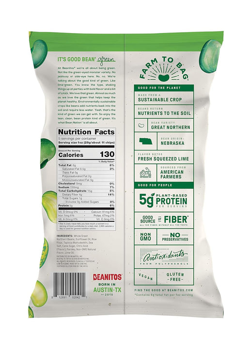 Beanitos  White Bean Chips Hint Of Lime Vegan  5 Oz