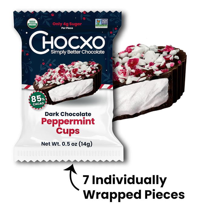 Chocxo Dark Chocolate Peppermint Cups 3.45 OZ