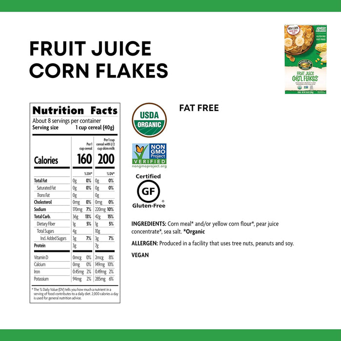 Nature'S Path  Organic Corn Flakes Cereal Fruit Juice Sweetened   10.6 OZ