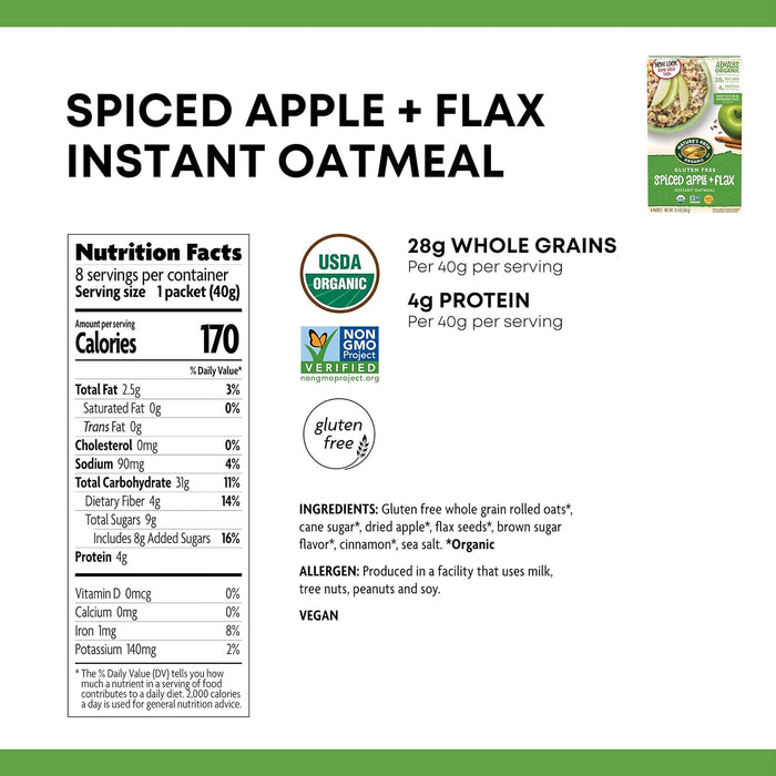 Nature'S Path  Organic Hot Oatmeal Spiced Apple With Flax   11.3 Oz