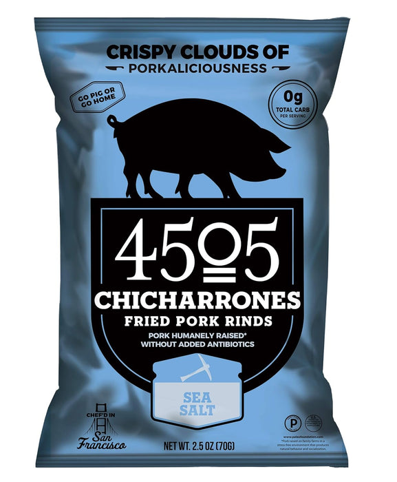 4505 Meats  Chicharrones Fried Pork Rinds Sea Salt  2.5 Oz