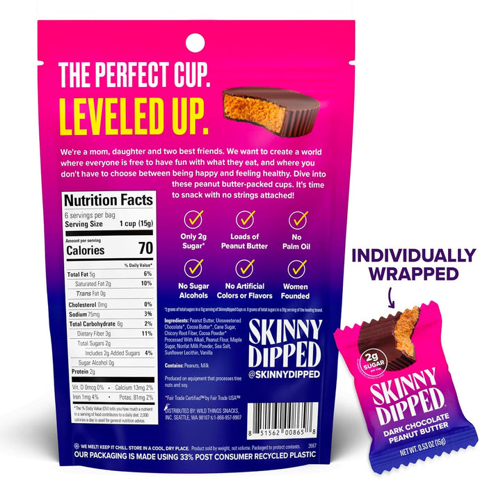 Skinnydipped  Peanut Butter Dark Chocolate Cups   3.17 Oz