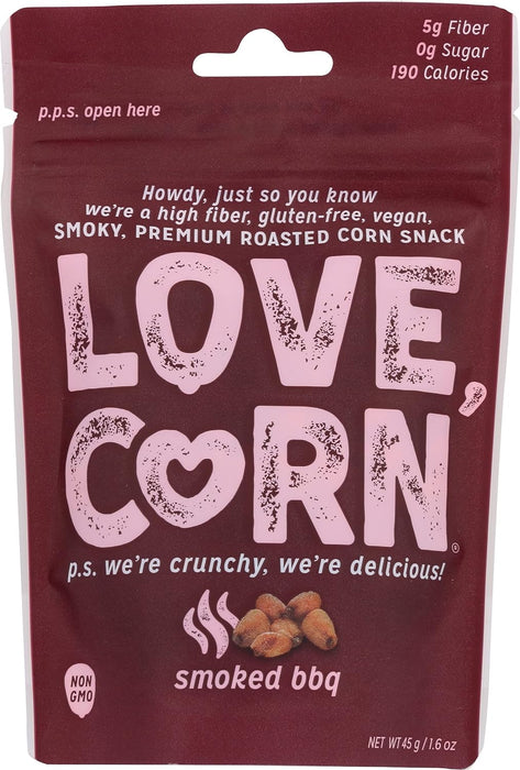 Love Corn  Smoked Bbq Roasted Crunchy Corn Snack  1.6 Oz