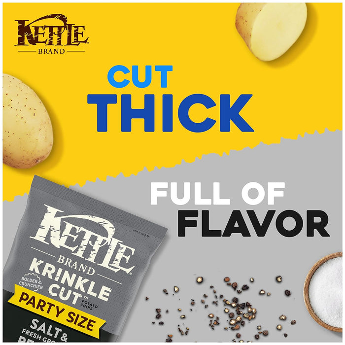 Kettle Brand  Krinkle Cut Salt & Fresh Ground Pepper Potato Chips  13 Oz