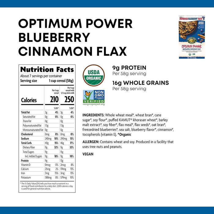 Nature'S Path Optimum Power Flax Cereal Blueberry Cinnamon   14 Oz