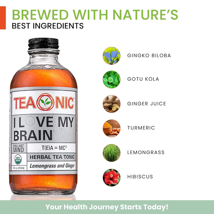 Teaonic  I Love My Brain Herbal Tea Supplement  8 Fl Oz