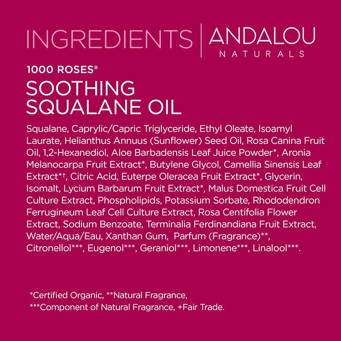 Andalou Naturals  1000 Roses Face Squalane Oil  1 Each  1 Oz