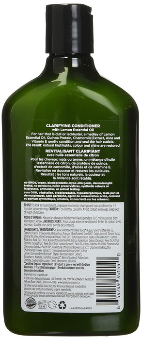 Avalon Organics  Clarifying Conditioner Lemon  1 Each  11 Oz