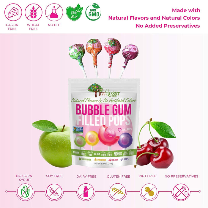 Tree Hugger Bubble Gum Filled Lillipops 5.07 oz