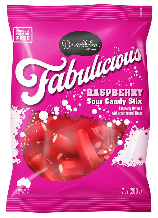 Darrell Lea Fabulicious Raspberry Sour Candy Stix 7 oz