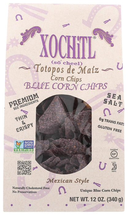 Xochitl  Blue Corn Chips Mexican Sytle Organic Sea Salt  12 Oz