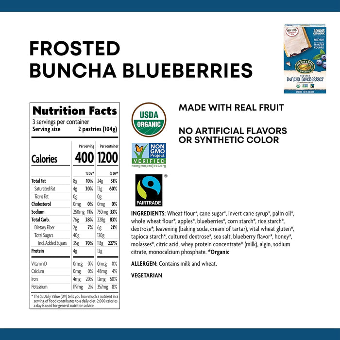 Nature'S Path  Organic Frosted Toaster Pastries Buncha Blueberries   11 Oz