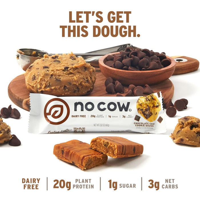 No Cow Bar  Protein Bar Chocolate Chip Cookie Dough   2.12 Oz