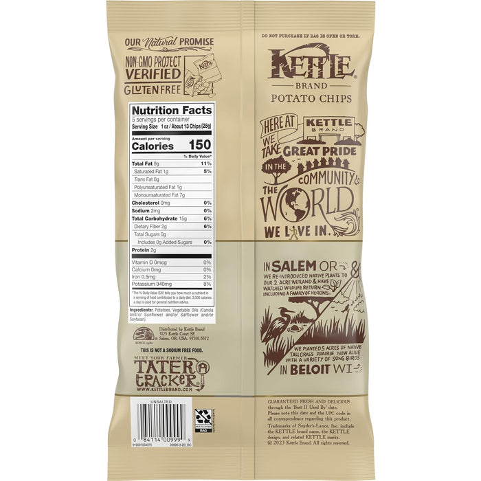 Kettle Brand  Potato Chips Unsalted  5 Oz