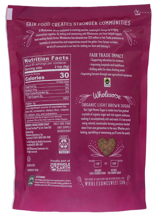 Wholesome  Organic Light Brown Sugar  24 Oz