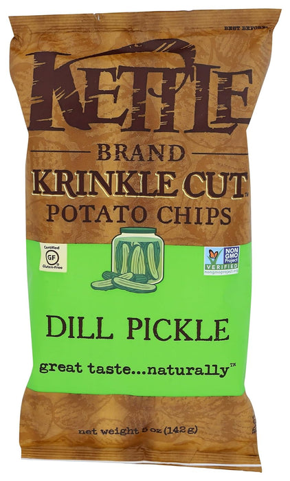 Kettle Brand  Krinkle Cut Potato Chips Dill Pickle  5 Oz