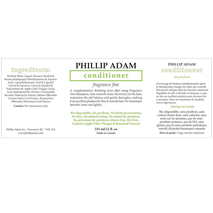 Phillip Adam  Fragrance Free Conditioner  1 Each  12 Oz