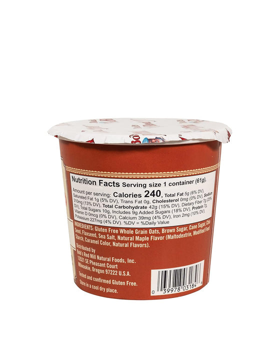 Bob'S Red Mill  Gluten Free Oatmeal Cup Brown Sugar And Maple   2.15 Oz