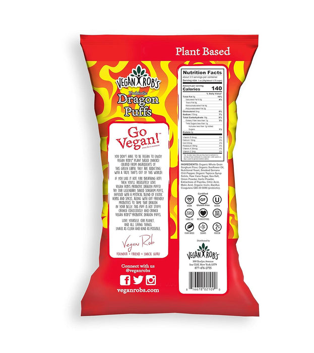 Vegan Rob`S  Probiotic Spicy Dragon Puffs  3.5 Oz