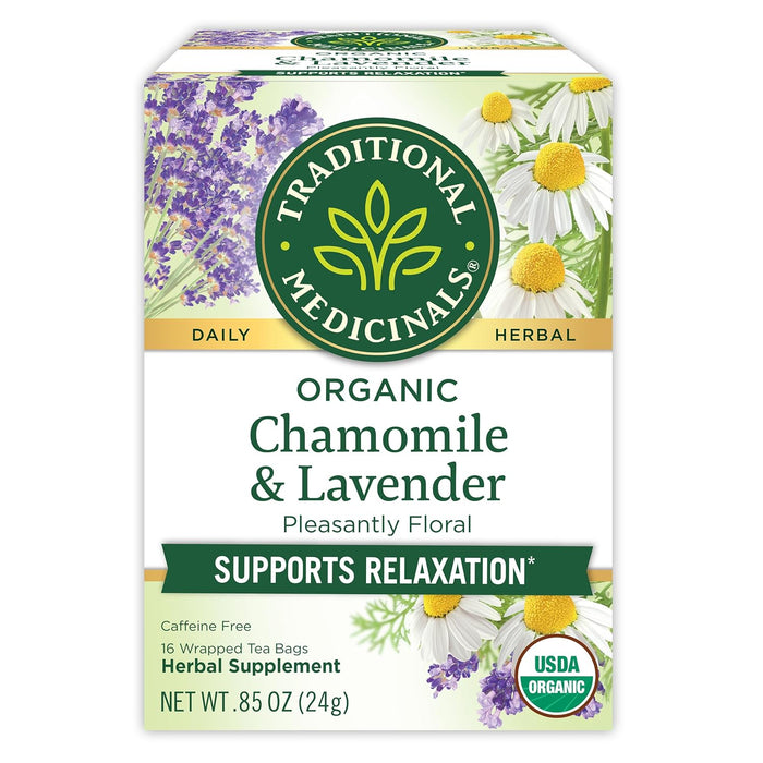 Traditional Medicinals  Organic Chamomile And Lavender Herbal Tea Caffeine Free  16 Ct