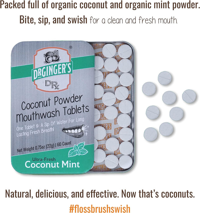 Dr. Ginger`S  Coconut Mint Mouthwash Tablets  60 Tablets  .75 Oz