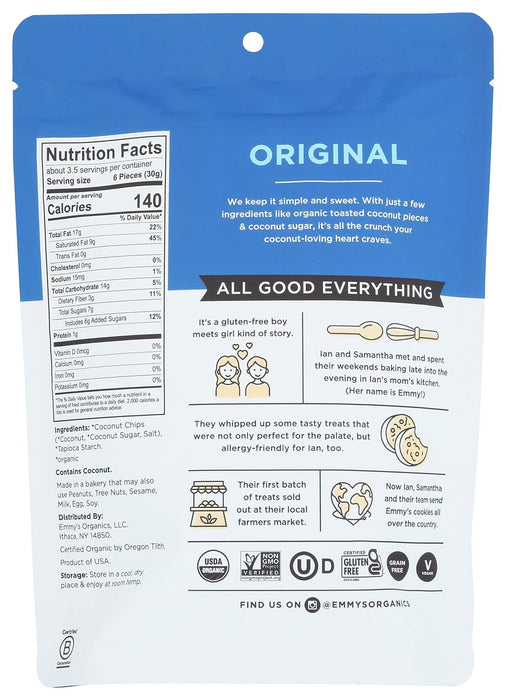 EMMYS Organic Original Coconut Crunch'ems 3.5 OZ