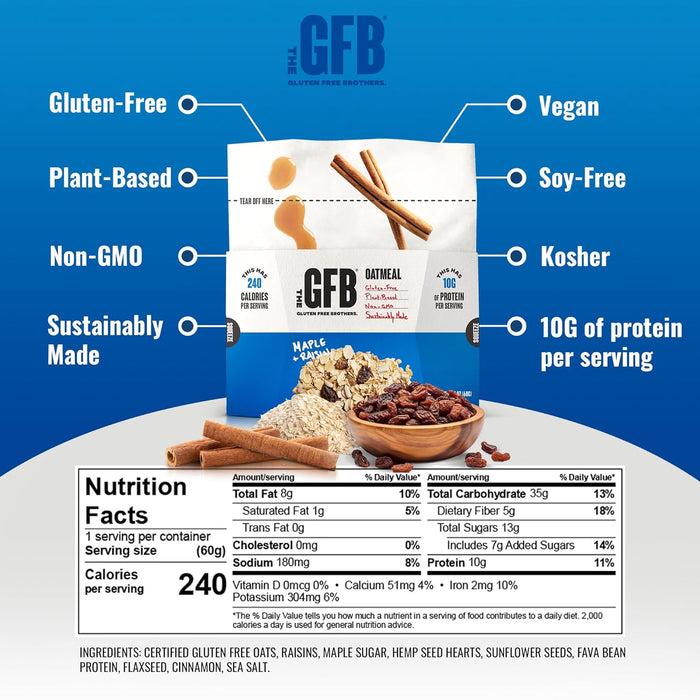 The Gfb  Maple & Raisin Gluten Free Power Breakfast Oatmeal   2 Oz