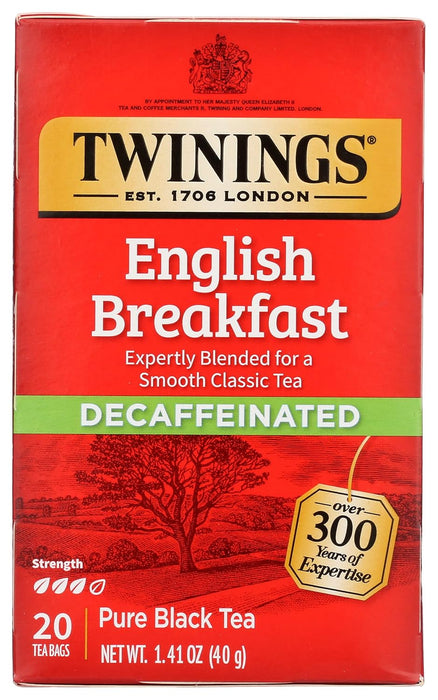 Twinings  English Breakfast Decaffeinated Black Tea  20 Bag