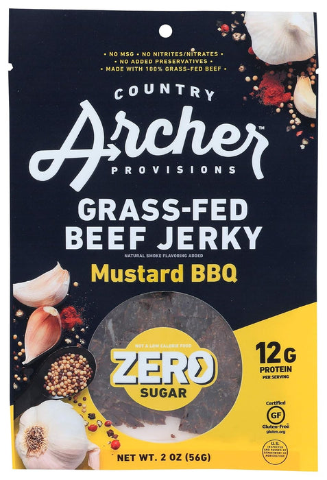 Country Archer Jerky Co. Zero Sugar Grass Fed Mustard Bbq Beef Jerky 2 oz