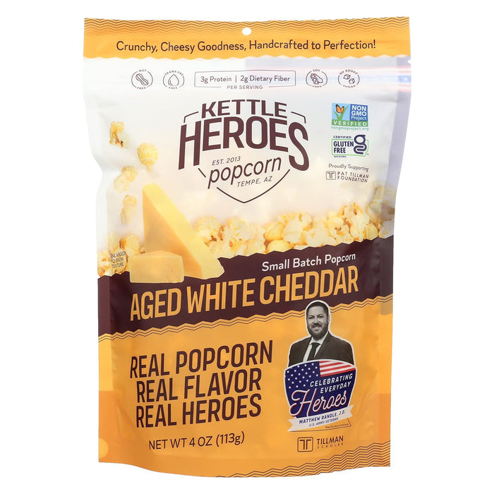 Kettle Heroes Artisan Popcorn  Aged White Cheddar Popcorn  4 Oz