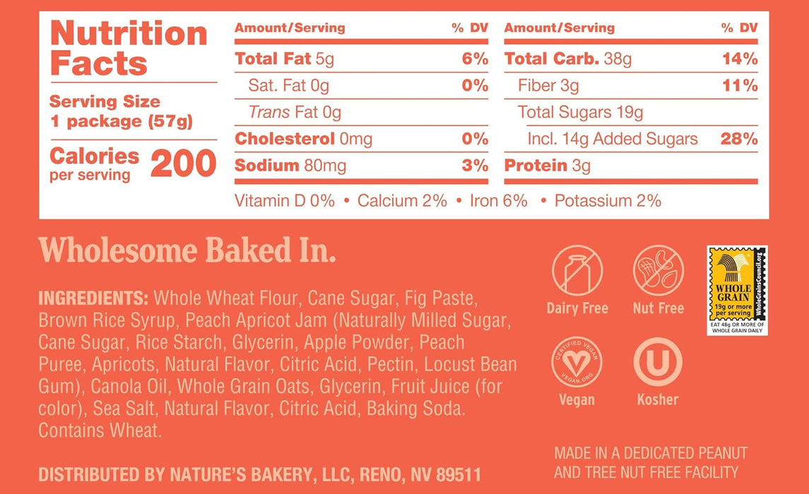 Nature'S Bakery  Stone Ground Whole Wheat Fig Bar Peach Apricot  2 Oz