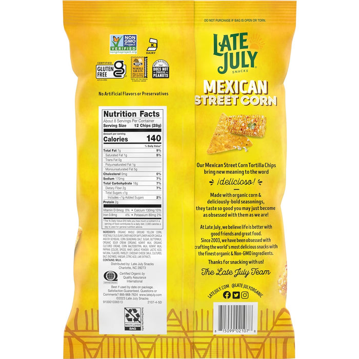 Late July  Mexican Street Corn Tortilla Chips Og2 Yellow Corn  7.8 Oz