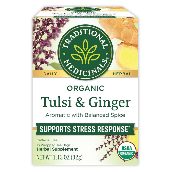 Traditional Medicinals  Bagged Tea Tulsi With Ginger  16 Tea Bags  16 Bag