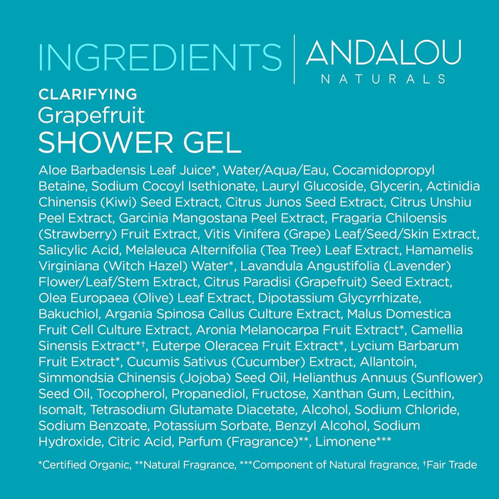 Andalou Naturals Grapefruit Clarifying Shower Gel 1 Each 8.5 Fl