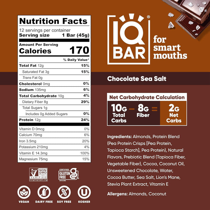 Iq Bar  Chocolate Sea Salt   1.6 Oz