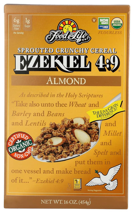 Food For Life  Ezekiel 4:9 Almond Sprouted Whole Grain Cereal   16 Oz