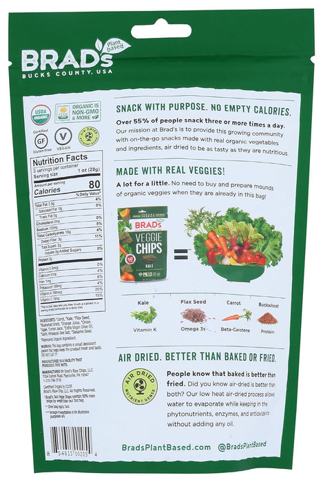 Brads Plant Based  Organic Veggie Chips Kale  3 Oz