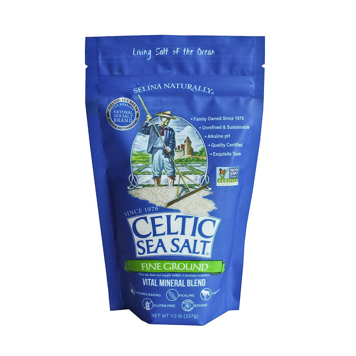 Celtic Sea Salt  Selina Naturally Fine Ground Sea Salt Resealable Bag  .5 Lb