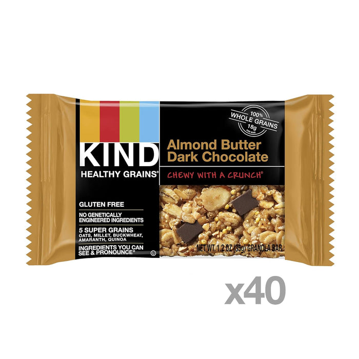 Kind  Healthy Grains Granola Bars Gluten Free Almond Butter Dark Chocolate   5/1.2 Oz